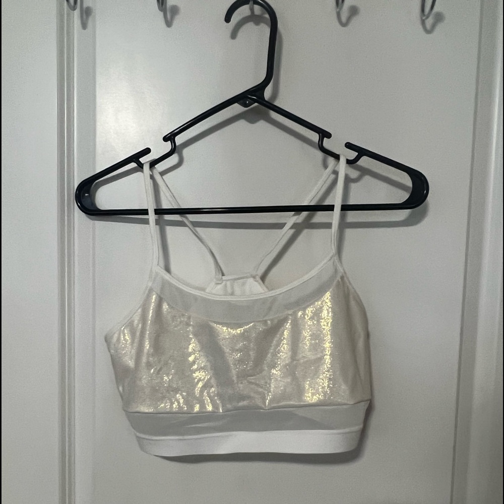 White opal iridescent Victoria Sport bra